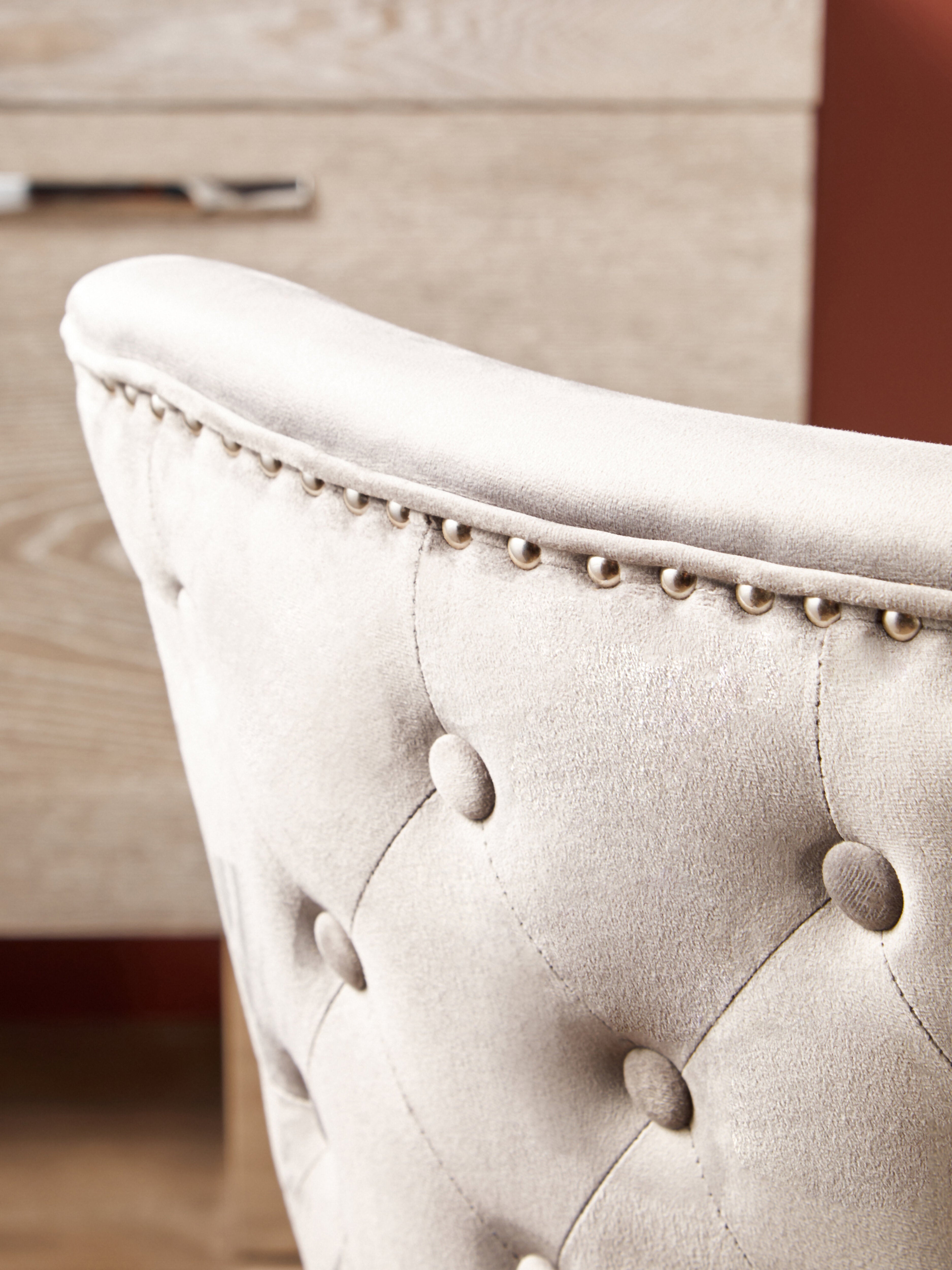 Candace Townhouse Beige Linen Dining Chair with Dark Legs